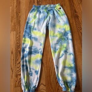 Aviator Nation Sweatpants, blue and green tie dye